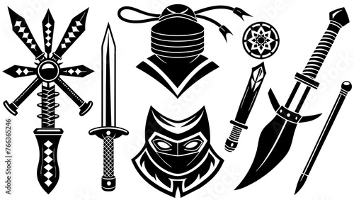 "Ninja Weapons: Vector Illustration for Martial Arts Enthusiasts"