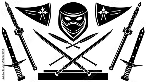 "Ninja Weapons: Vector Illustration for Martial Arts Enthusiasts"