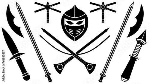 "Ninja Weapons: Vector Illustration for Martial Arts Enthusiasts"