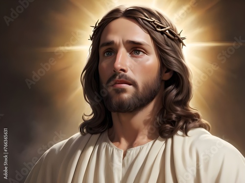Beautiful artistic portrait of Jesus Christ. illustration. 