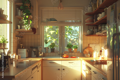 sunny kitchen haven basking in morning light