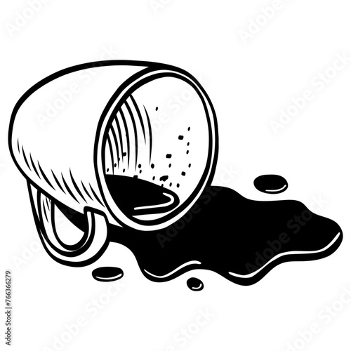 Coffee Tea Cup Spilled Drawing Vector Illustration