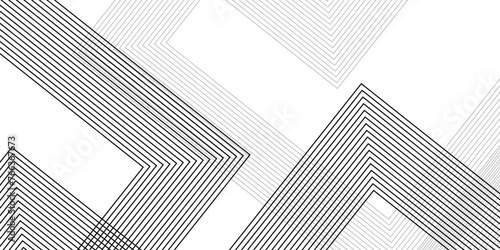 Abstract background with black lines and white background design Geometric design with dynamic on white background in concept, wave. rectangle and triangle lines and shapes design 