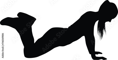 Silhouette of people workout. Person doing fitness activity illustration