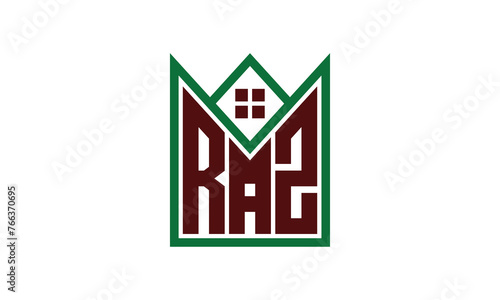 RAZ initial letter builders real estate logo design vector. construction, housing, home marker, property, building, apartment, flat, compartment, business, corporate, house rent, rental, commercial