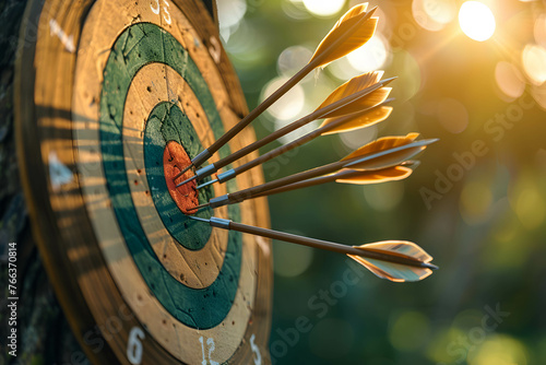 A target with arrows, indicating a strategic approach to diversifying investments, diversify risk and asset allocation and portfolio management in stock market photo