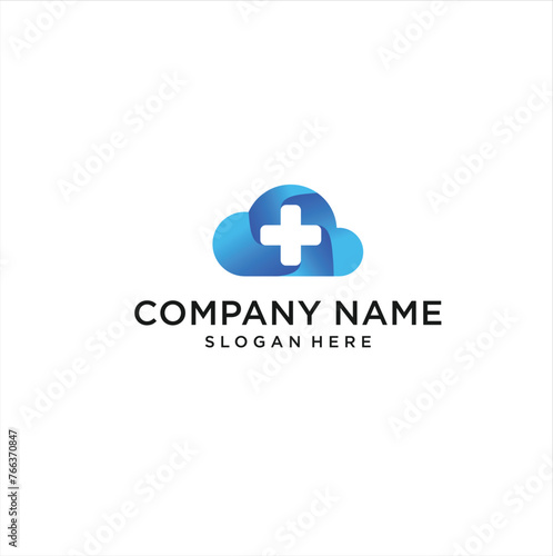 combination of cloud and medical logo design vector illustration