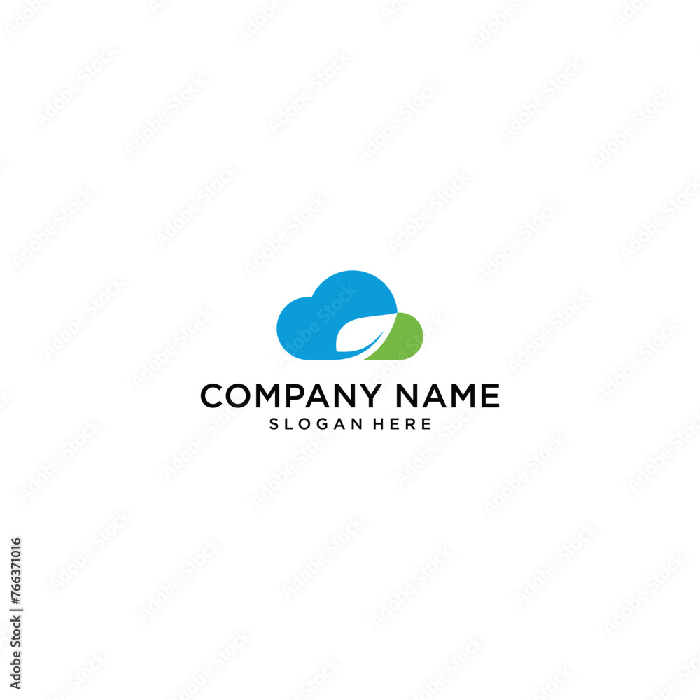 combination of cloud and leaf symbol logo design vector illustration combination of cloud and leaf symbol logo design vector illustration
