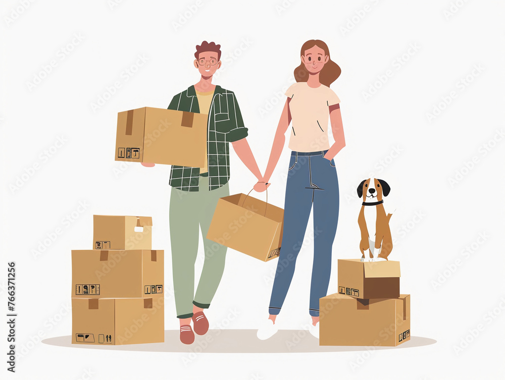 couple with boxes couple with boxes