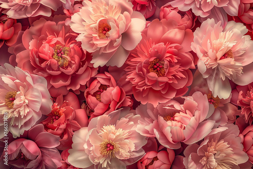 peony flowers pattern background, created using generative AI tools © Андрей Катаев