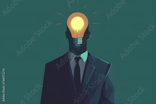 Businessman with light bulb head.