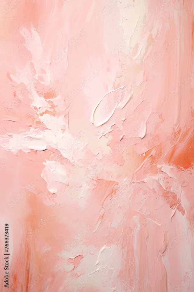Splashes of bright paint on the canvas. pink, brown and white colors. Interior painting