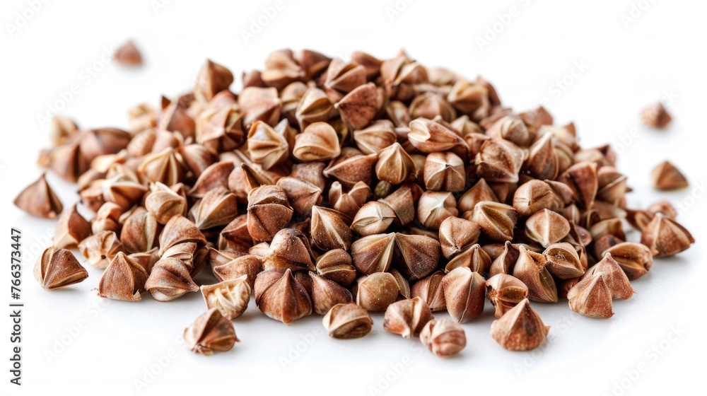 A pile of nuts with a white background. The nuts are small and brown. The pile is spread out and looks like it's been recently picked A pile of nuts with a white background. The nuts are small and brown. The pile is spread out and looks like it's been recently picked