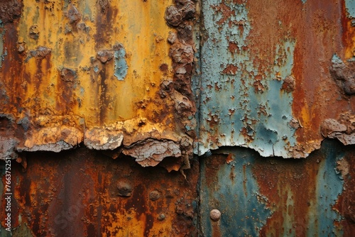 Vintage Corroded Metal Wall Texture: Abstract Grunge Background photo