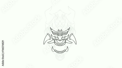 sketching drawing of japanese samurai oni mask videos