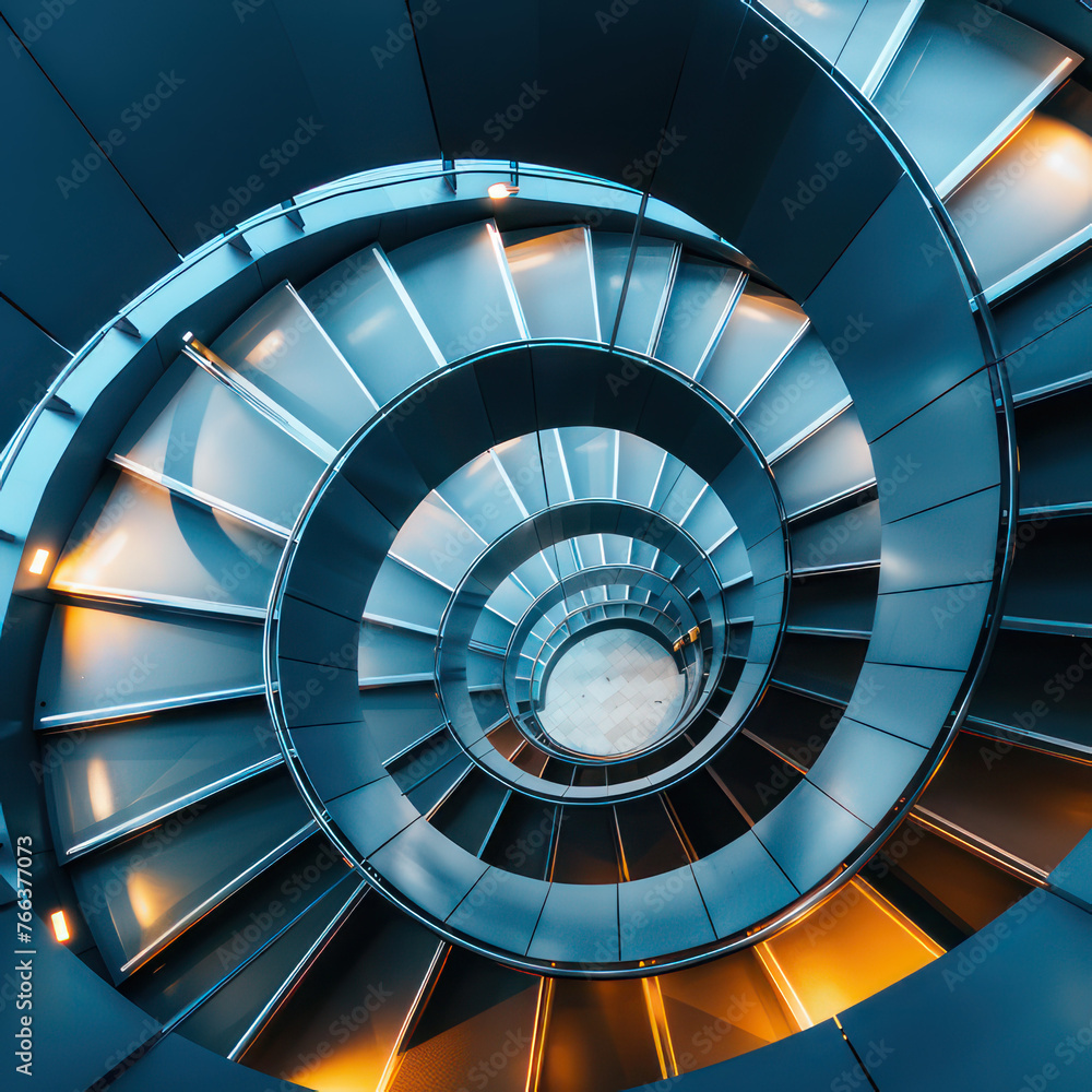 Fototapeta premium Spiral staircase Modern Architecture detail Abstract Background 