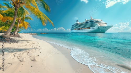 Tropical Paradise: Caribbean Cruise with Palm Trees and Beach Holiday
