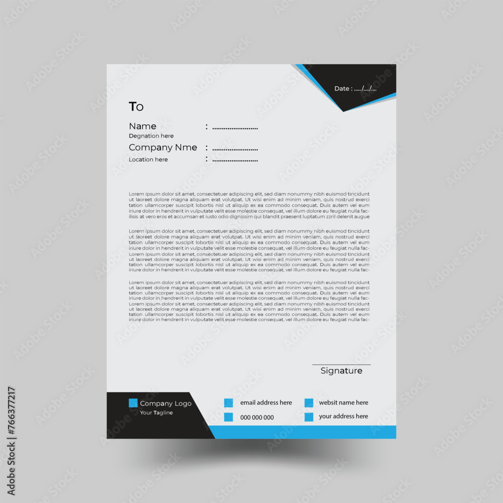 Naklejka premium Clean and professional corporate company business letterhead template design with color variation bundle.