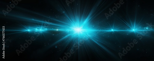 Turquoise light flare isolated black background