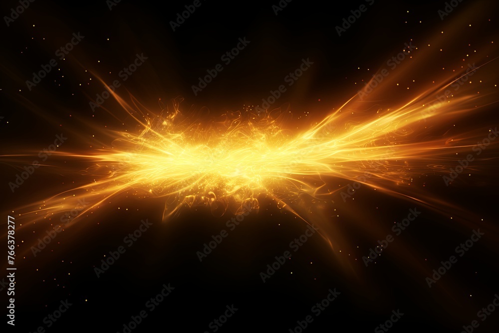 Yellow light flare png isolated black background