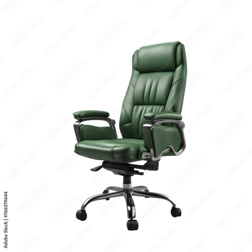 Green Leather Office Chair Illustration Art on a Transparent Background Generative AI Green Leather Office Chair Illustration Art on a Transparent Background Generative AI
