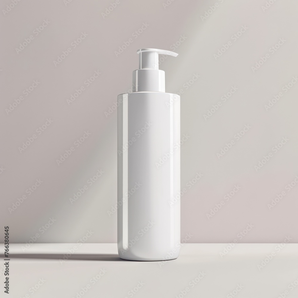 a single product photograph with a plain white bottle of lotion or skincare product. a single product photograph with a plain white bottle of lotion or skincare product.