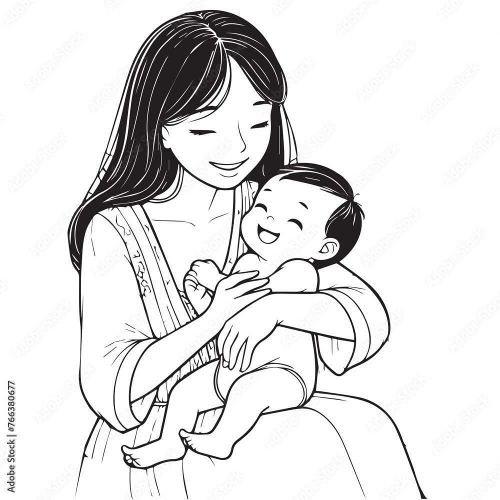 Happy mothers day line art vector illustrations for coloring book, children book. Happy mothers day line art vector illustrations for coloring book, children book.