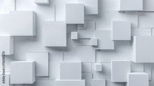 Random offset inset white cube boxes or block background wallpaper banner with copy space,