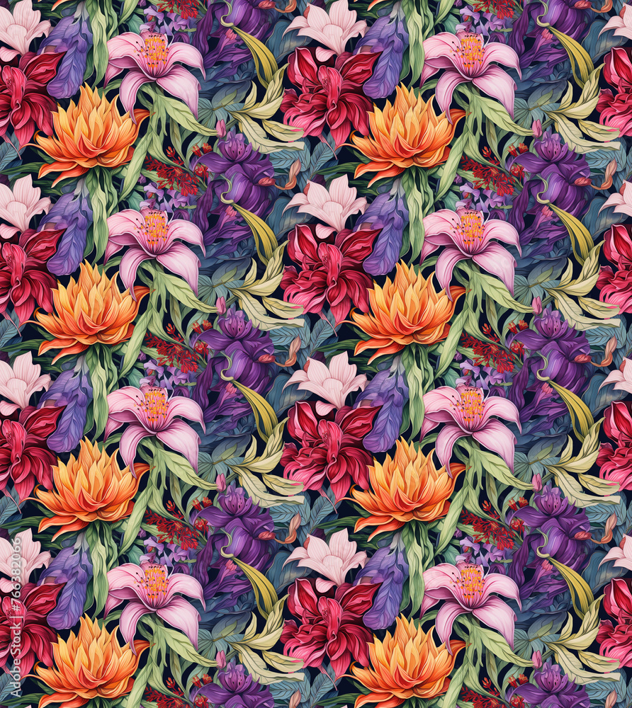 Botanical background, floral repeating patterns, seamless flowers, nature illustration, flowers, vibrant flowers, abstract flowers, vibrant color, floral pattern, floral background