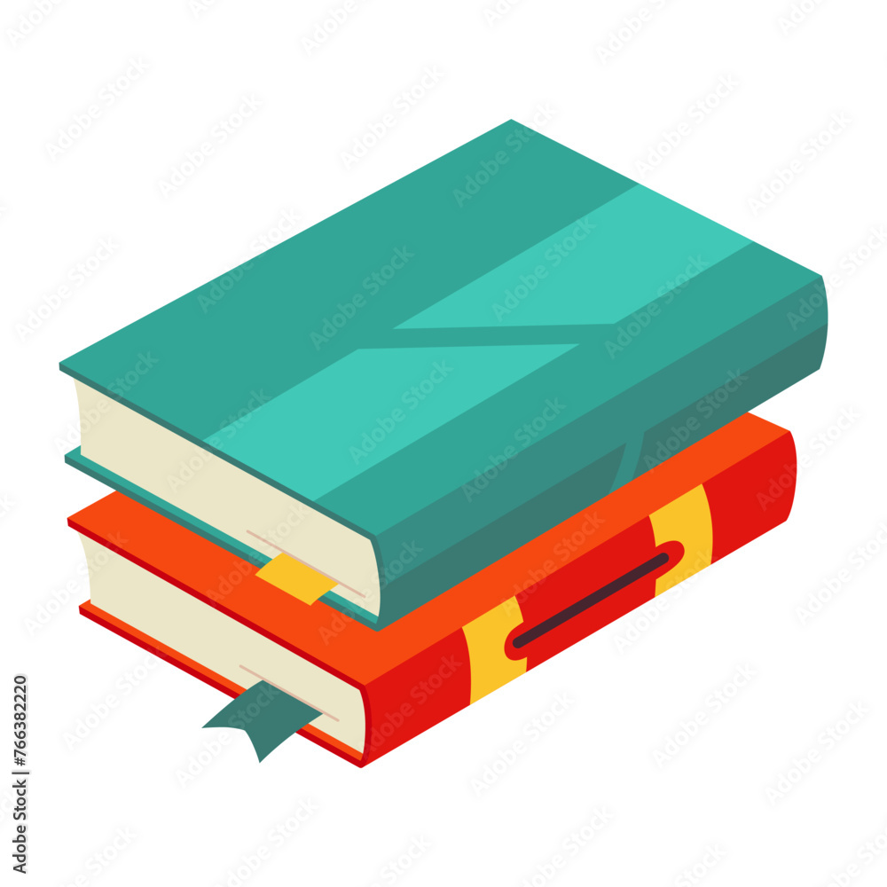 Various books, stack of books, notebooks. Set for book lovers. Read more books. Hand drawn educational vector illustration. Flat design style Various books, stack of books, notebooks. Set for book lovers. Read more books. Hand drawn educational vector illustration. Flat design style