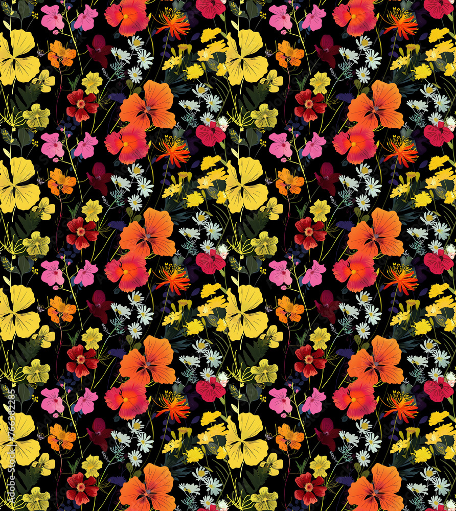 Botanical background, floral repeating patterns, seamless flowers, nature illustration, flowers, vibrant flowers, abstract flowers, vibrant color, floral pattern