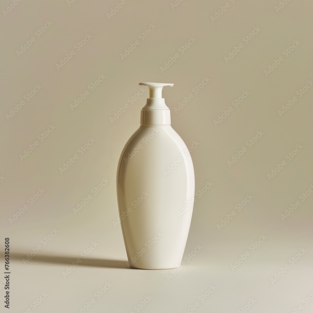 3D render of a single product photograph featuring a plain white bottle of lotion or skincare product against a plain background 3D render of a single product photograph featuring a plain white bottle of lotion or skincare product against a plain background