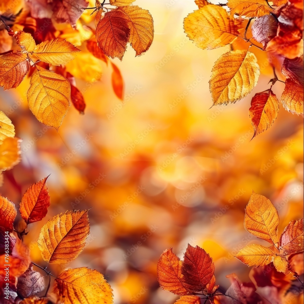 Obraz premium The vibrant orange leaves create a stunning backdrop for a cozy autumn gathering.