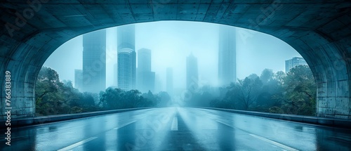 Outside concrete road curve of viaduct in Shanghai, China. photo