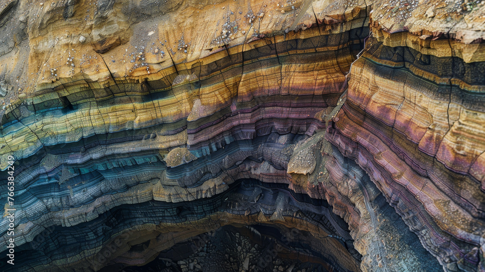 A surreal cliffside bathed in the colours of a rainbow mist. A surreal cliffside bathed in the colours of a rainbow mist.