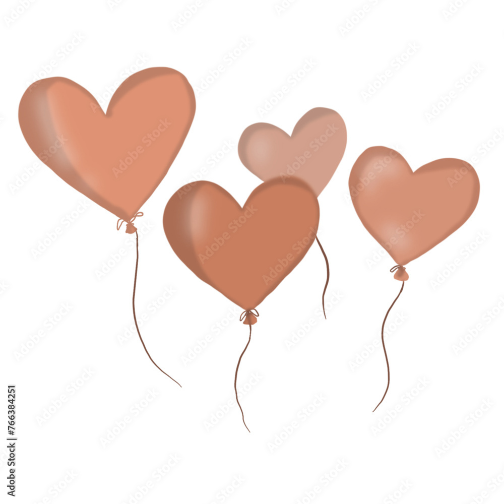 Untitled Artwork Happy Valentines Day set. Watercolor hand drawn Holiday illustration of flying pink balloon heart, isolated on white background. Festive decoration love romantic element for Valentine