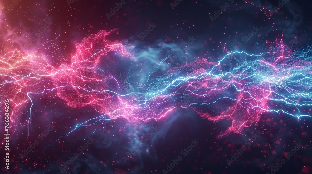 3D x-ray of electric circuit pastel lightning strikes