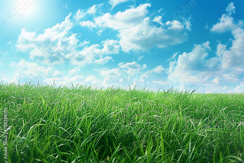 green grass and blue sky background  created using generative AI tools