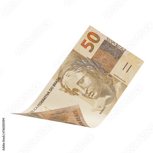 Brazilian Fifty Reais Banknote in 3D with Transparent Background photo