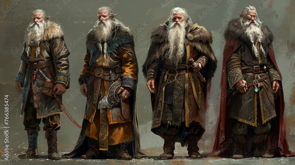 Character design inspired by the lore of Middle Earth featuring iconic elements from Tolkien's richly imagined world. - obrazy, fototapety, plakaty 