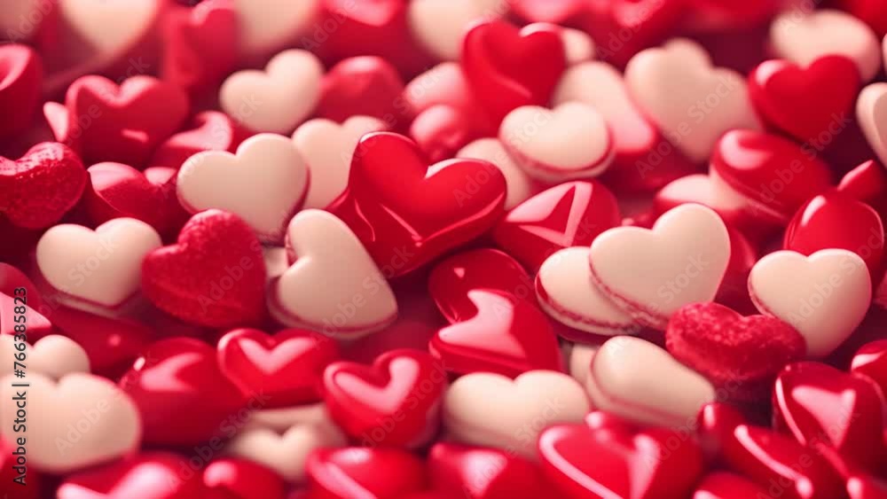 Pile of Red and White Heart Shaped Candies Generative AI Pile of Red and White Heart Shaped Candies Generative AI
