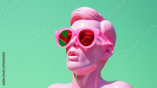 a minimalistic scene brought eye catching view with pink glasses