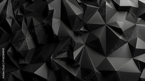 Dramatic Geometric Abstract with Interlocking Dark Triangular Patterns and Faceted Polygonal Shapes