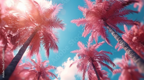 Text frame with palm trees on a colour background © Zaleman