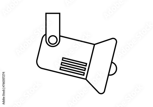Icono negro de foco o proyector de iluminación de un escenario.