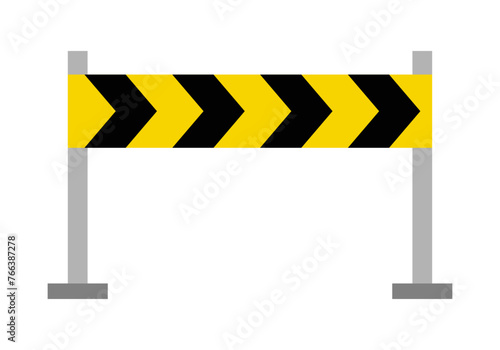 Valla o señal de obras de flecha negra sobre fondo amarillo.