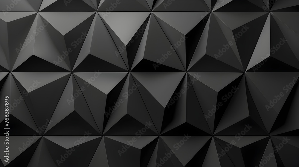 Striking Monochromatic Geometric Abstract Pattern with Triangular Facets - obrazy, fototapety, plakaty 