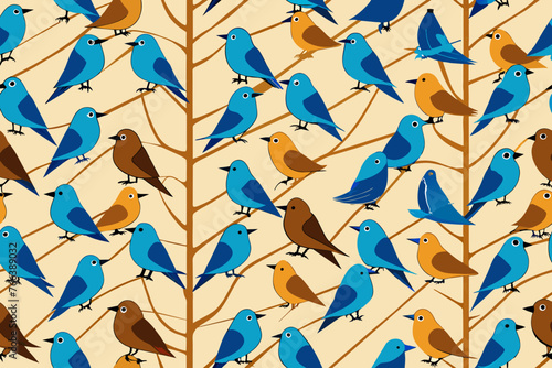 A seamless pattern repeating pattern of birds vector illustration 