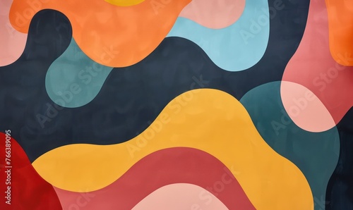 Abstract traditional painting wallpaper featuring shapes for interior decor.
