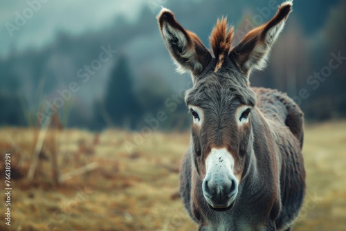 beautiful portrait of a donkey in nature © Uliana